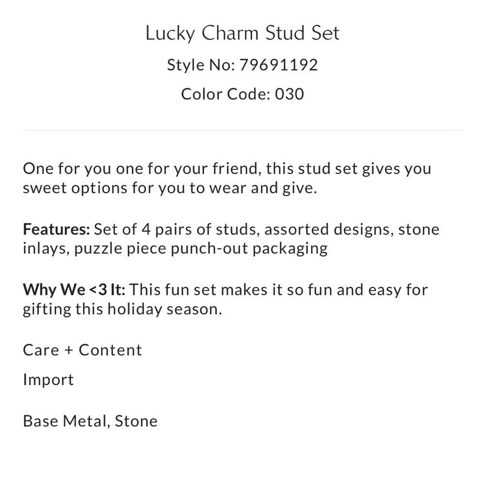 NWT Free People Lucky Charm Stud Set “Wear One, Share One” | 4 Pairs - Picture 4 of 9
